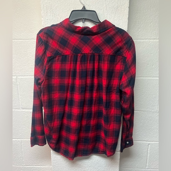 Aerie Red and Navy Plaid Shirt - Picture 4 of 5